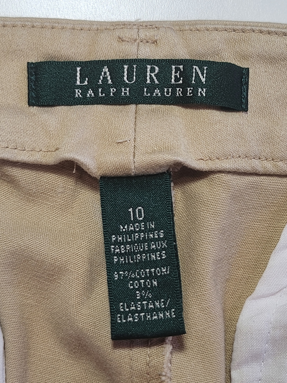 Lauren Ralph Lauren Womens Khaki Beige Chino Pants Sz 10 Cotton Stretch Straight - Picture 8 of 12